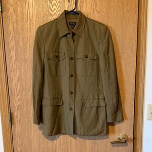 Rafaella Linen Blend Khaki Green Utility Jacket